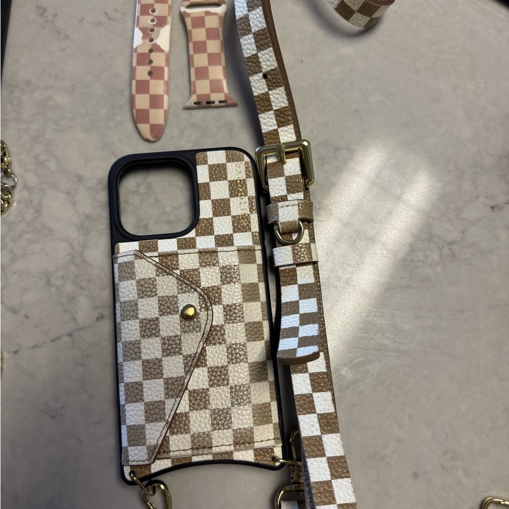 Checkered Phone Case with Strap